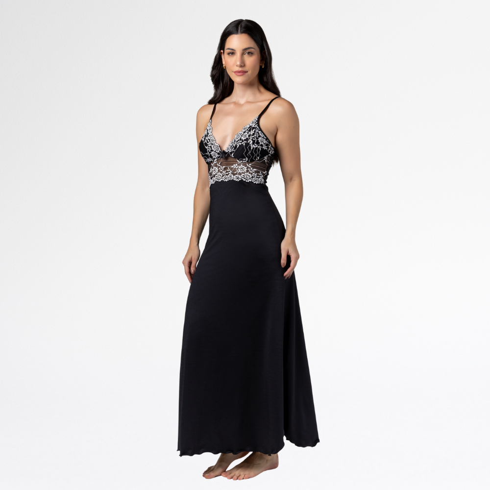 Camisola Longa Bicolor Feminina Luxo | Elegância, Conforto e Caimento Impecável para Noites Especiais