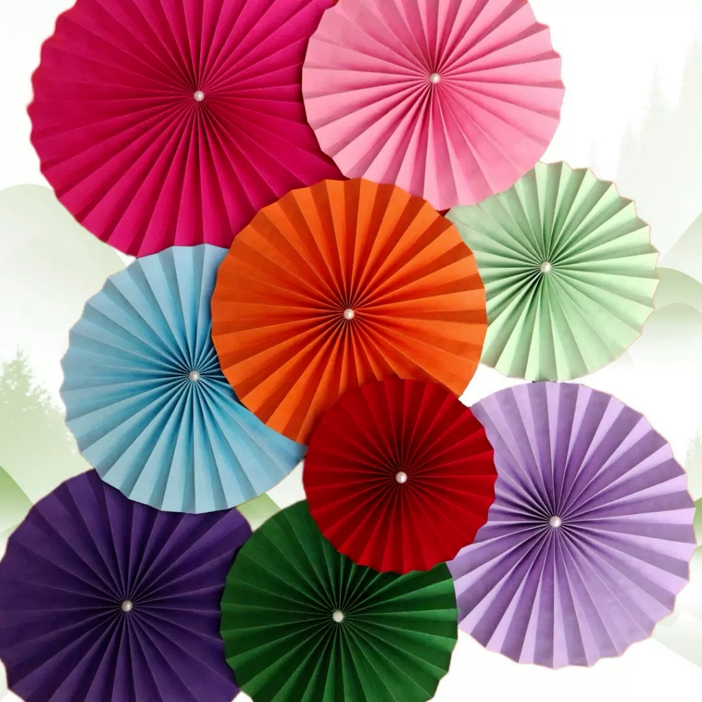 Kit 12 Conjunto de Enfeites de Papel Flor de Leque Colorida - Decoração de Festa 40CM em Oferta na Shopee