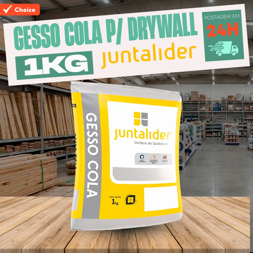 Gesso Cola JUNTALIDER P/Drywal 1Kg em Oferta na Shopee