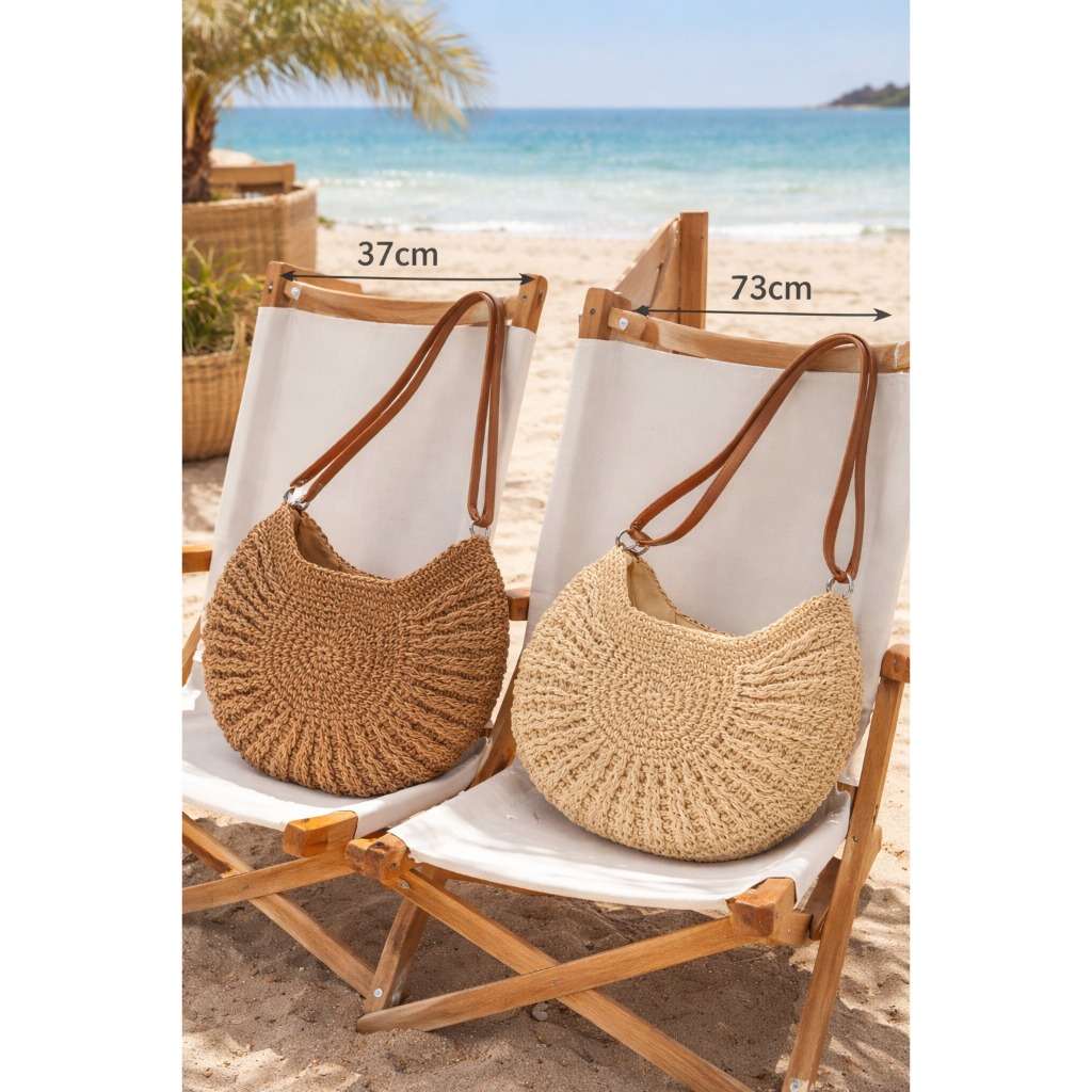 Bolsa Feminina Média de Ombro Ou Transversal de Palha, Estilo Boho, Espaçosa e Estilosa - JXC151