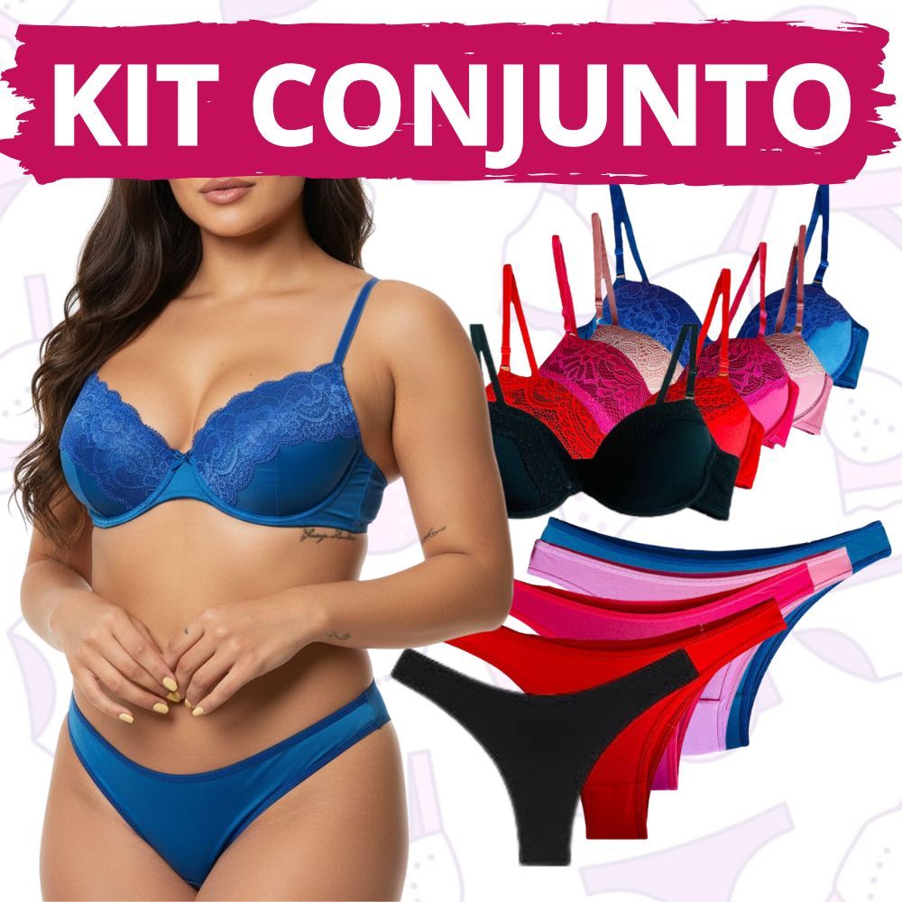 Kit Conjunto de Lingerie com Bojo e Renda – Sutiã e Calcinha Feminina em Oferta na Shopee
