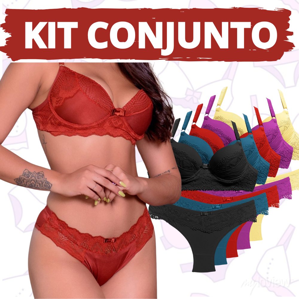Kit com conjuntos de lingerie calcinha e sutiã com detalhes em Renda Em promoção em Oferta na Shopee