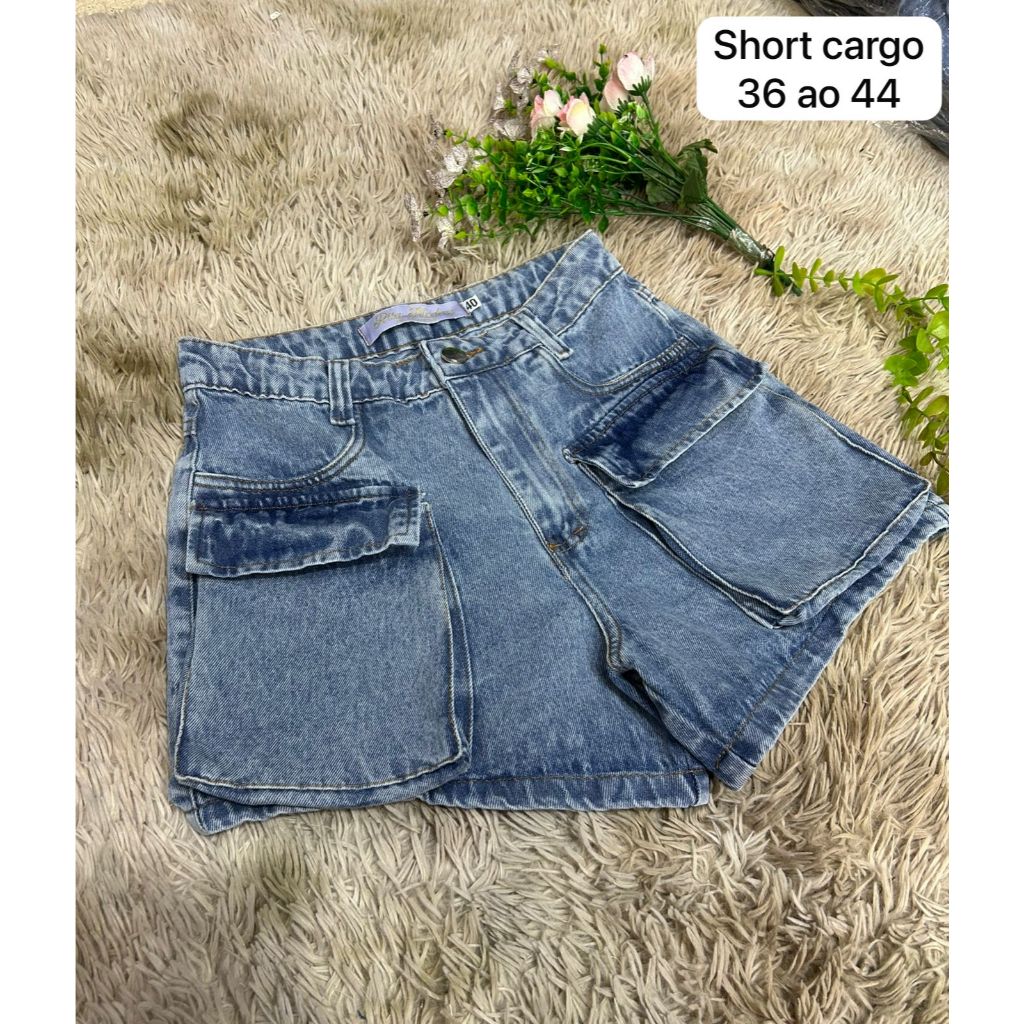 short jeans com bolso