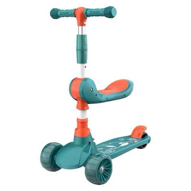 Patinete Infantil scooter dobrável com Led 3 rodas 2 em 1 até 60Kg Dream Light em Oferta na Shopee