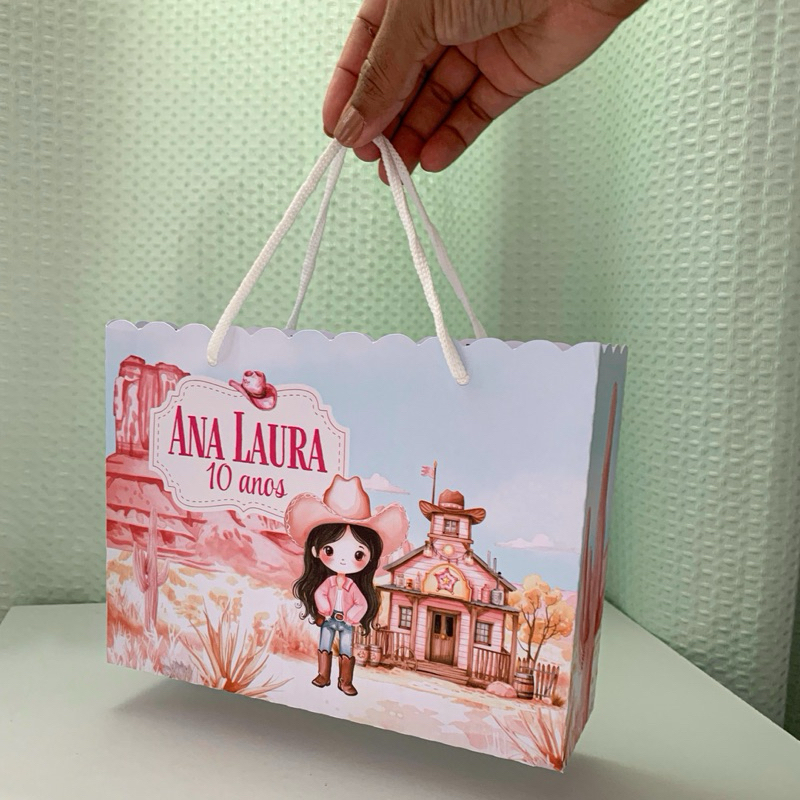Sacolinhas Personalizadas Lembrancinhas de Aniversário Tema Boiadeira / VÃO PRONTAS PARA USO