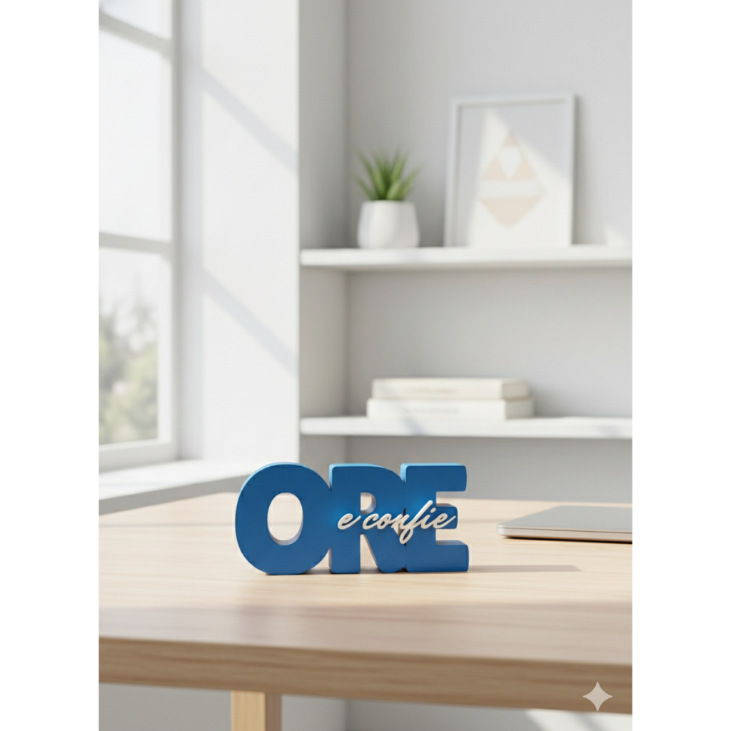 Enfeite Decorativo Mesa ORE E Confie 3D - Letreiro Religioso Cristão Minimalista para Sala, escritorio, para presente