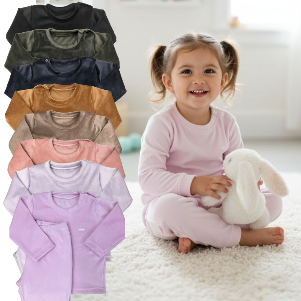 Conjunto Infantil Plush Básico Térmico Felpado Unissex Menino e Menina em Oferta na Shopee