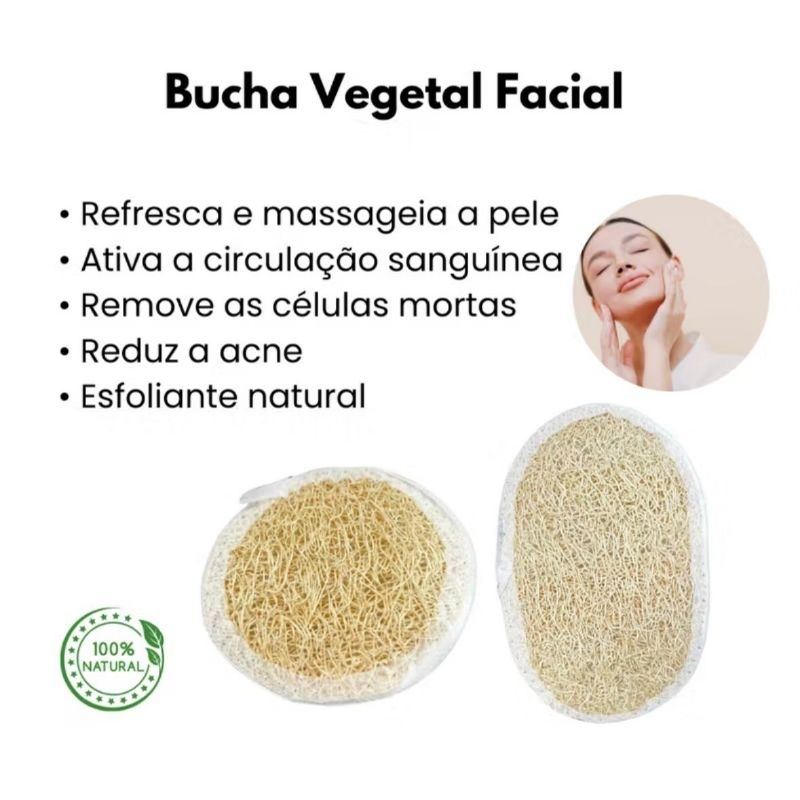 Kit 2 Bucha Vegetal Redonda Esponja Facial Limpeza Esfoliante Natural Rosto