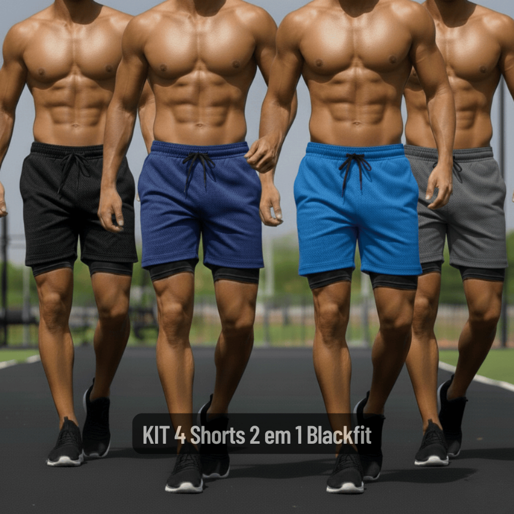 KIT 4  Short 2 em 1 Dry fit Masculino Com Elastano Academia Treino Corrida em Oferta na Shopee