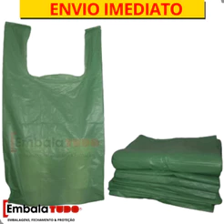 Sacola Plastica Reforçada 100 Unidades De Mercado Verde 48x58cm Direto da Fábrica