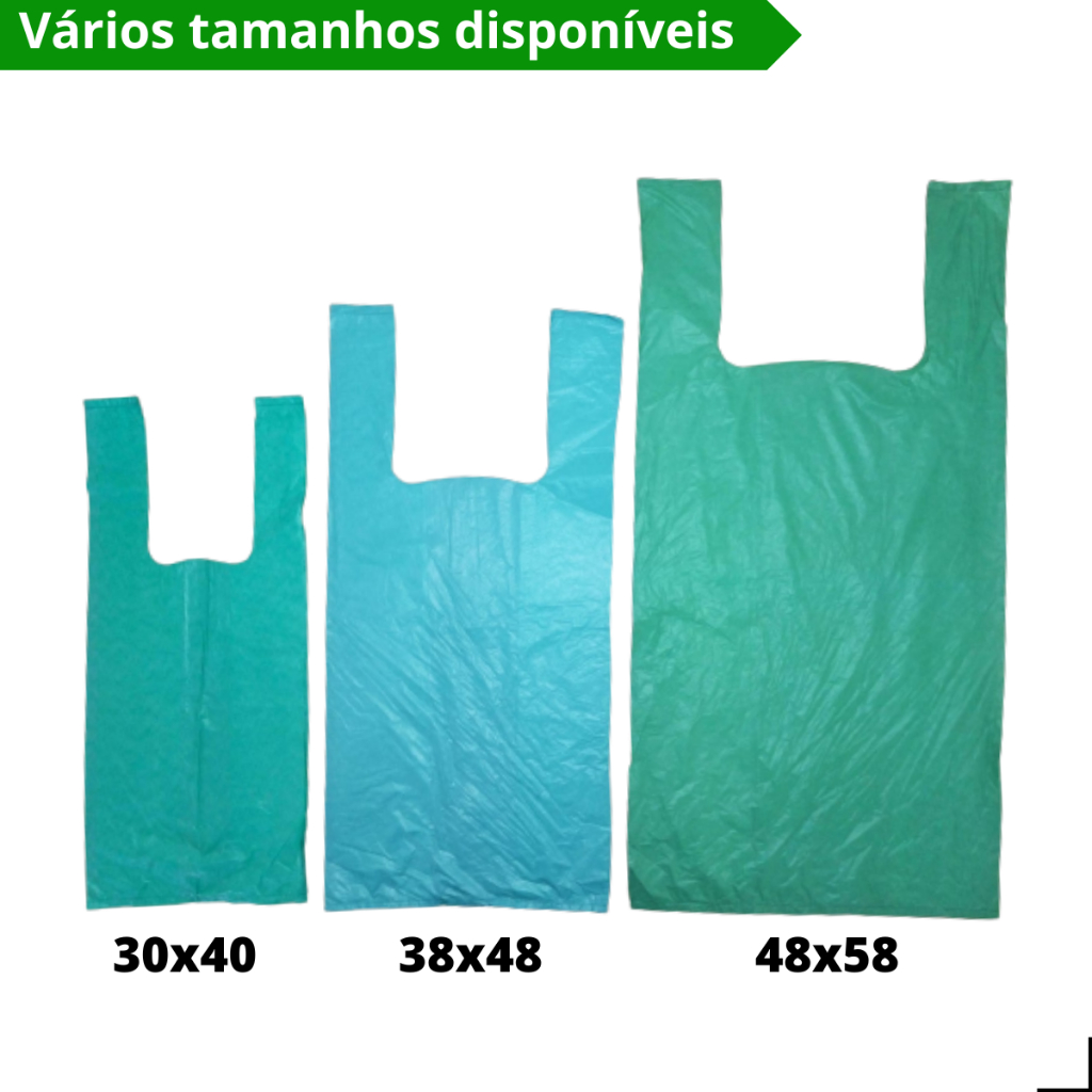 Sacola Plastica Reforçada 100 Unidades De Mercado Verde 48x58cm Direto da Fábrica — imagem 2 de 2