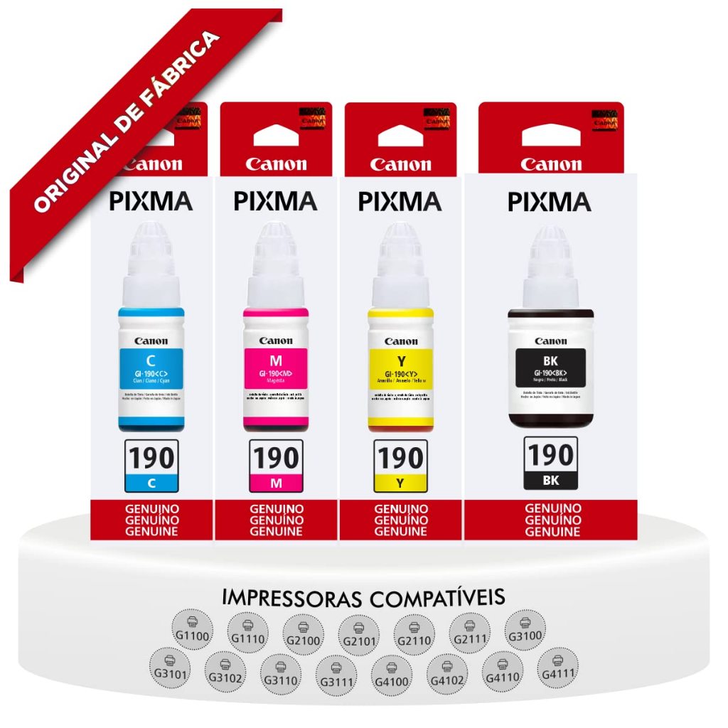 Kit Tinta Original Canon G190 Gi-190 Gi190 G3100 G4100 G3110 4x Cores