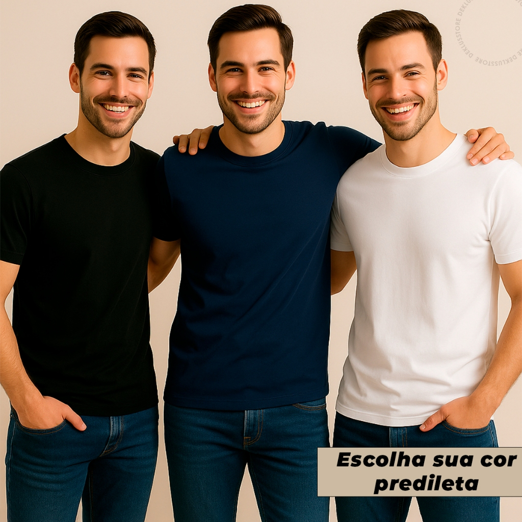 Kit 3 Camisetas Camisa Masculina Básica Conforto Respirável Poliester Dia a Dia Academia Premium