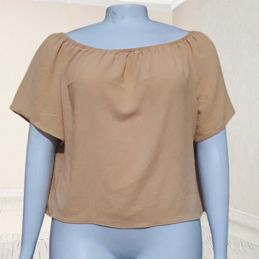 Cropped Ciganinha Plus Size Feminino Tecido Duna Manga Curta Veste 40 ao 52 em Oferta na Shopee