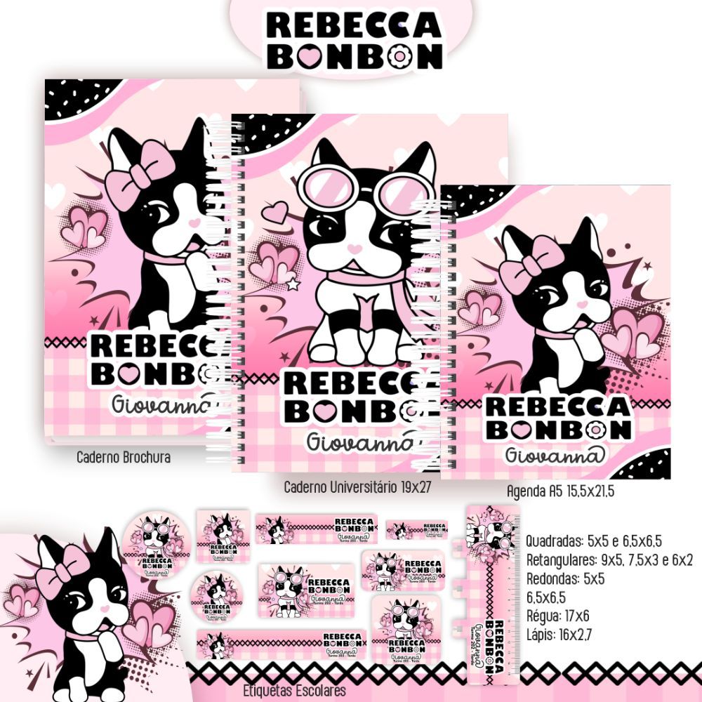 Kit 2 Caderno REBECA BOMBOM personalizao Brochura 96 Folhas Grande em Oferta na Shopee