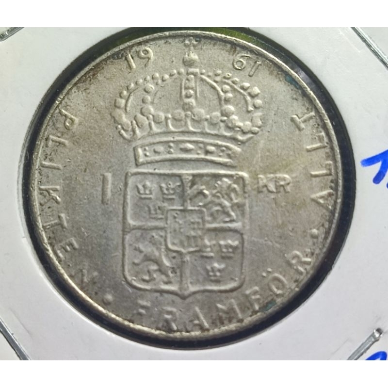 Moeda Suecia 1 coroa 1961 - prata 0,400 7g