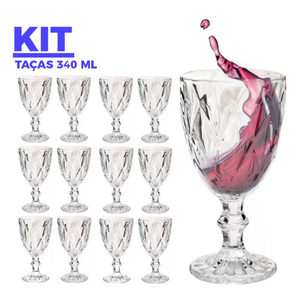 Jogo De Taças De Vidro 6 / 12 Unid Diamond 340ml Transparente