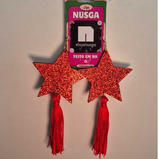 Brinco Estrela com Tassel Glitter - Maxiacessório Carnaval com Franja