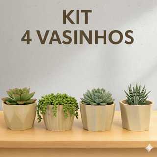 Kit 4 Mini Vasinhos cachepot Decorativos para suculentas, Cactus e Plantas Artificiais 9x8 em Oferta na Shopee