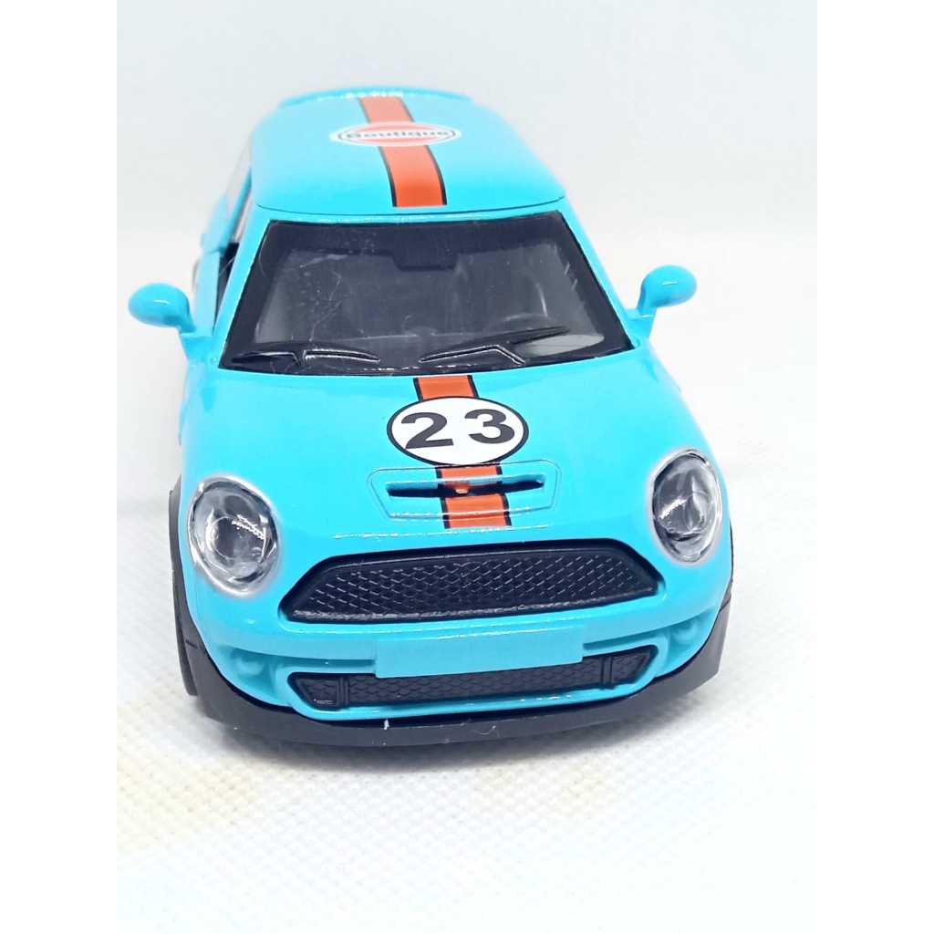 Miniatura Mini Cooper Estilo Gulf 1:36 metal Diecast colecionável
