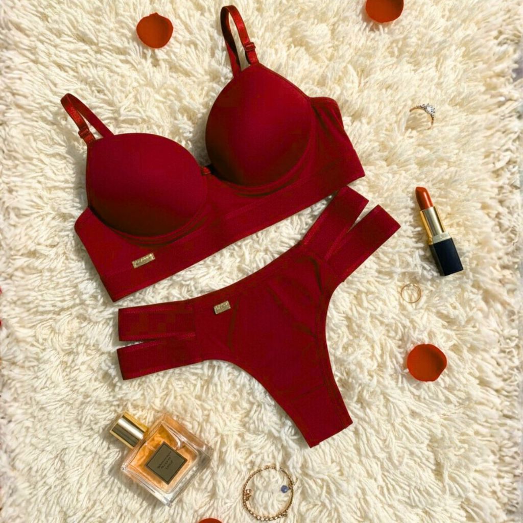 Conjunto Sutiã de Bojo e Calcinha Elástico Conforto duplo Poliamida Premium em Oferta na Shopee