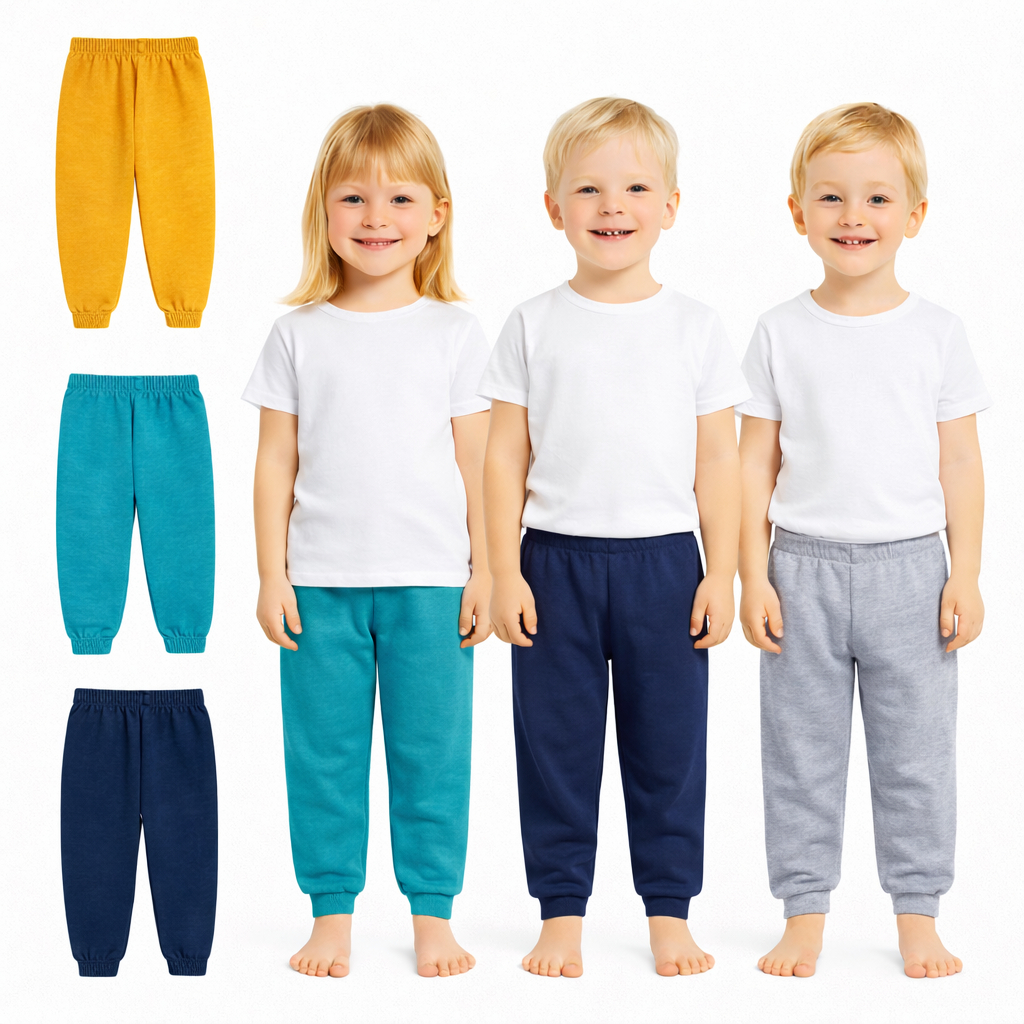 Kit Infantil 2 Calças Unissex  Tamanho 2 ao 8 - 2 Calça de Moletom Peluciada Inverno- Kit com Calça Unissex  Sortidas