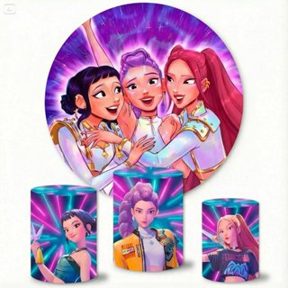 Kit Capa De Painel Redondo + Capa Cilindro Decoração Festa Tema Guerreiras Kpop 4 em Oferta na Shopee