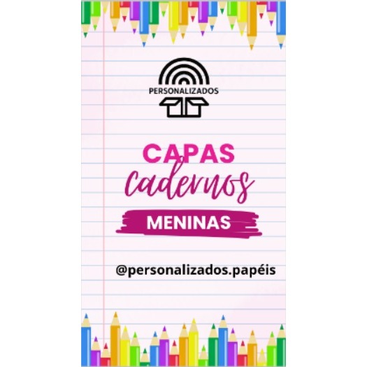 Capa de Caderno Adesiva Personalizada – Kit com a Capa da Frente, do Fundo e  Lateral – Temos vários temas