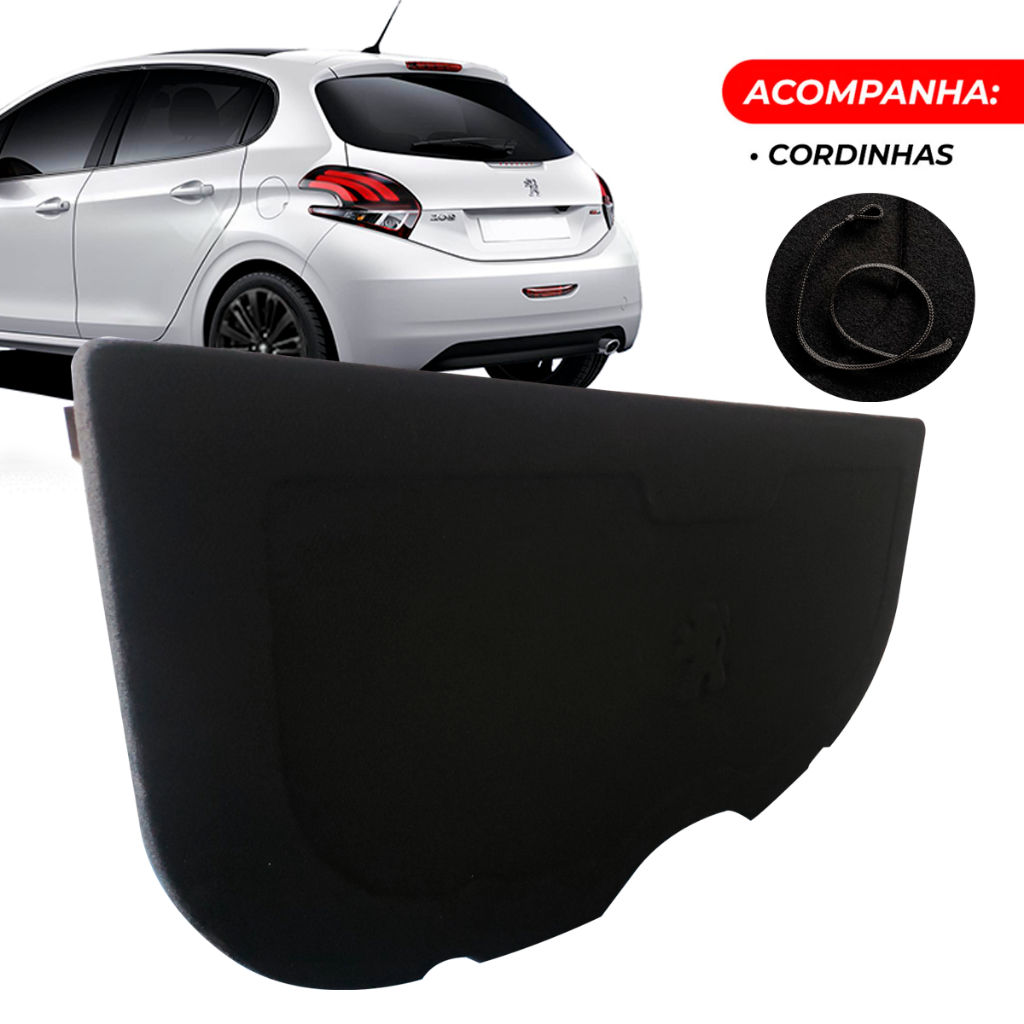 Tampão Porta Malas Bagagito Peugeot 208 2013 A 2019 Preto Preto