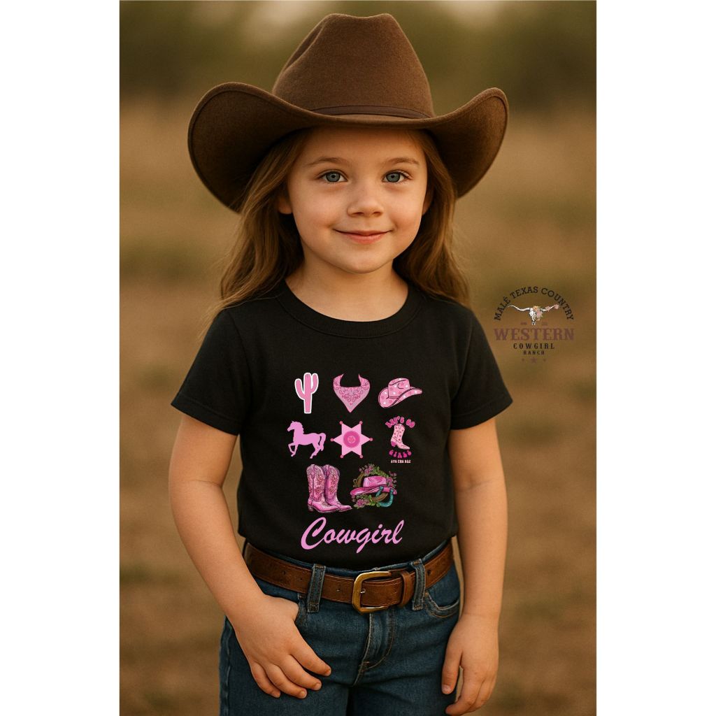 Camiseta Infantil Boiadeira Cowgirl Country Moda Country 100% Algodão