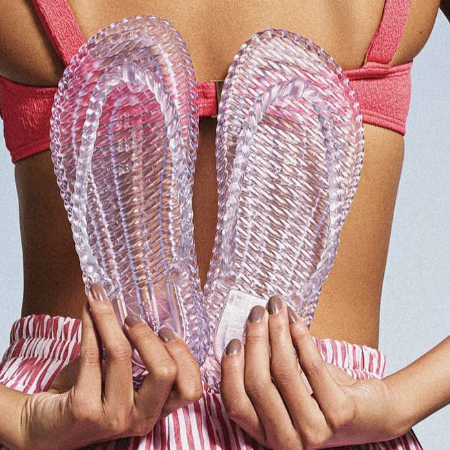 Chinelo Feminino Rasteira Trançado Sandália Jelly Feminino Transparente Confortável Tendencia Verão Estiloso