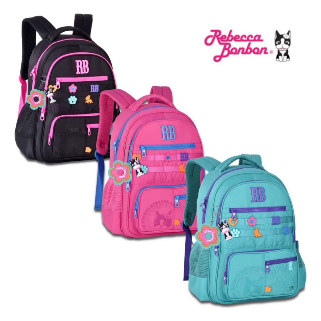 Mochila Rebecca lBonbon Notebook Resistente Esolar Lançamento Nova Coleção volta ás aulas 2026 CLIO ROSA VERDE PRETAZ