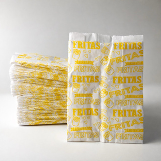 500 Sacos para Fritas 10,5x15,5cm Papel Personalizado Amarelo Ideal para Festa, Lanchonetes e Cinema em Oferta na Shopee
