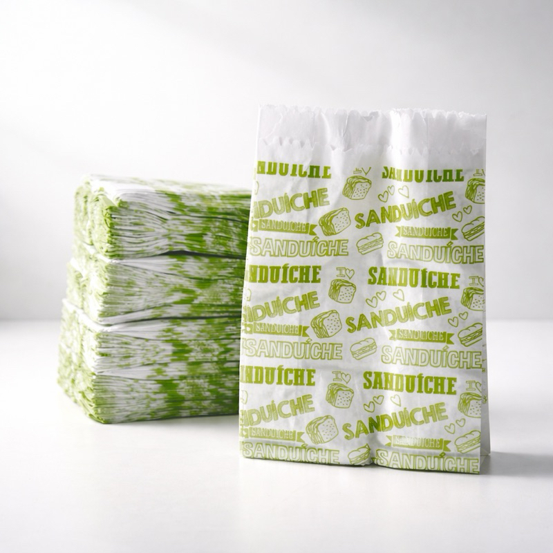 500 Sacos para Sanduíche 10,5x15,5cm | Papel Personalizado Verde | Ideal para Festas e Lanchonetes em Oferta na Shopee