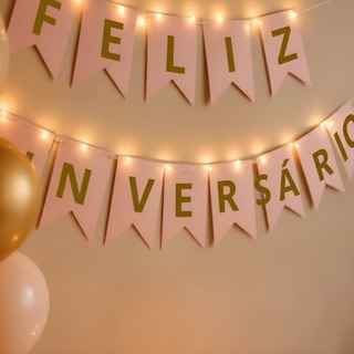 Faixa Feliz Aniversário Bandeirinha com Led Festa aniversário decoração em Oferta na Shopee