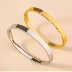 Pulseira Bracelete Liso Aço Inoxidável 316L Masculino e Feminino Unissex Dourado Prata Moda