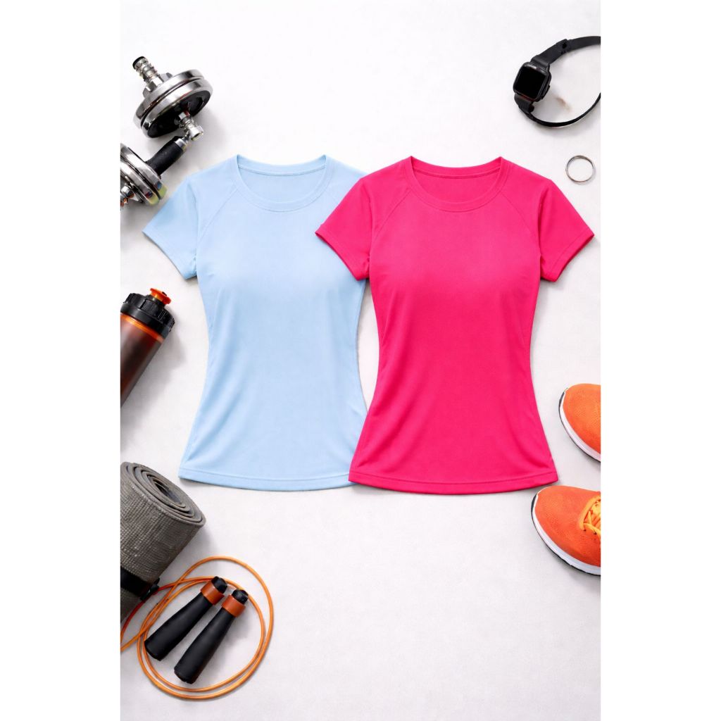 Pack Kit 2 Peças Blusa Baby Look Camiseta Feminina Dry Fit Fitness Pilates Caminhadas