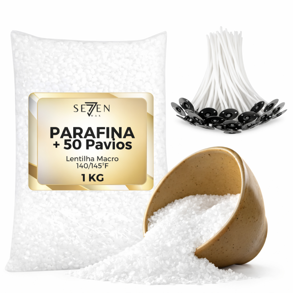 KIT Parafina 1kg + 50 Pavios Parafinados 10cm Altura