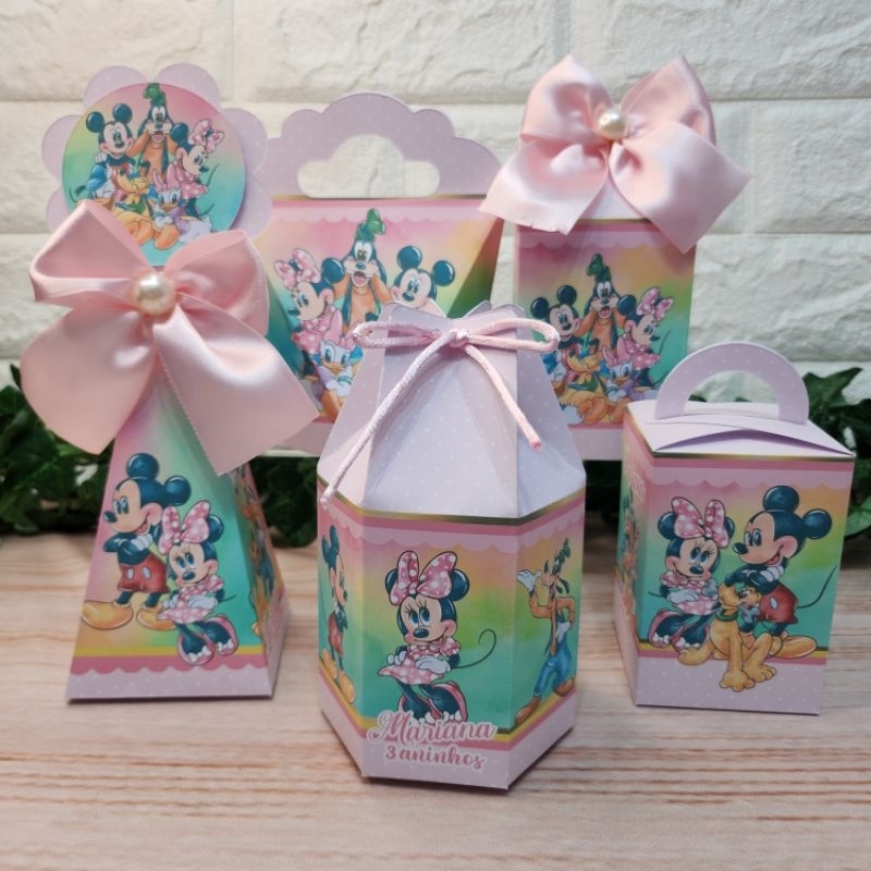 Turma do Mickey Rosa Kit Personalizado Kit Festa Lembrancinha l Aniversario l Caixinhas Personalizadas l Festa Infantil