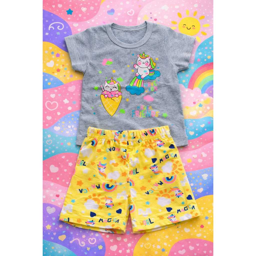 Conjunto Verão Infantil Menina Tamanho 1 ao 12 Anos Camiseta + Short Sortidos l Roupa de Menina