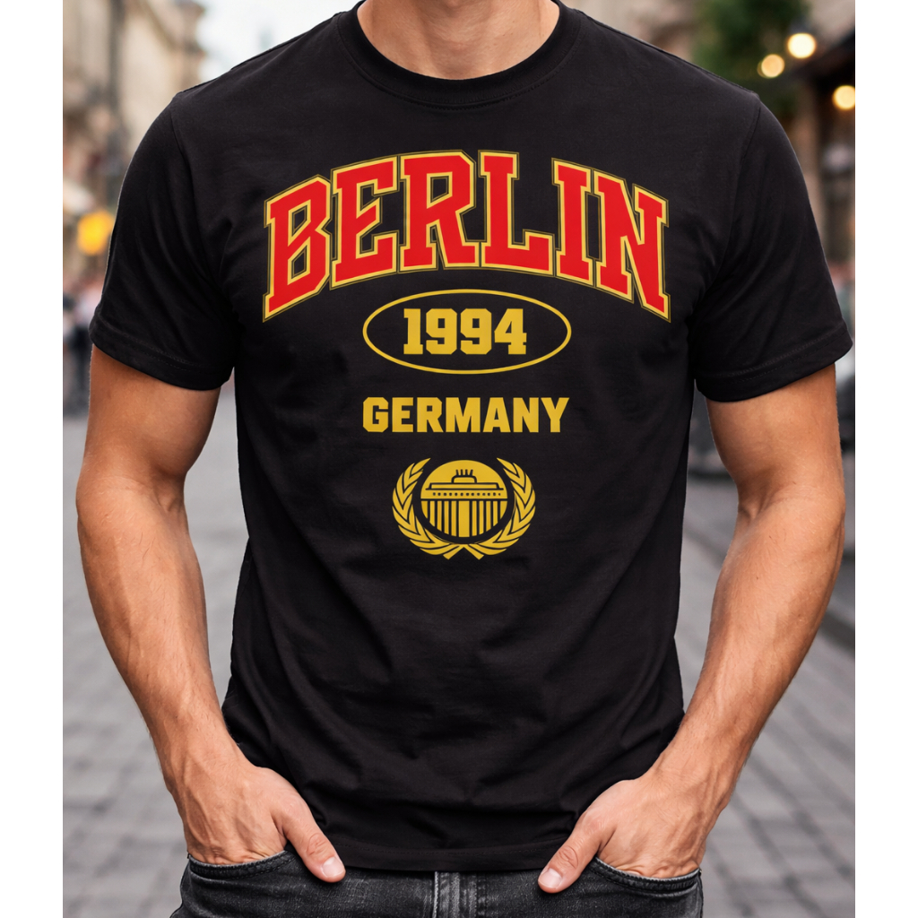 Camiseta Masculina Berlin Estampada 1994 Básica Camisa 100% Algodão Fio 30.1 Envio Imediato Camisa T shirt Alemãnha