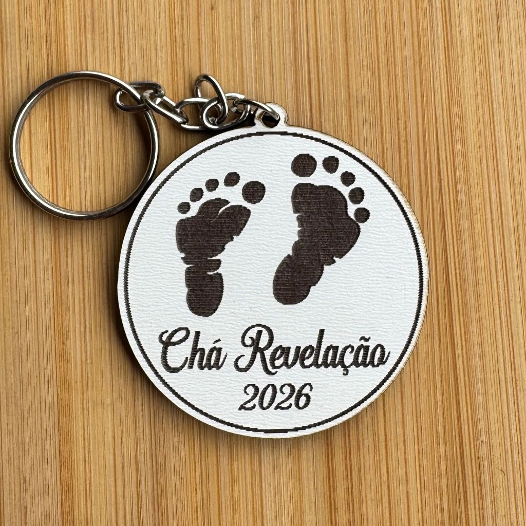 Kit Chaveiros Chá Revelação MDF Personalizado Pezinhos Bebê Personalizado MDF