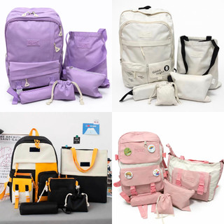 Mochila Escolar kit 5 peças Leve Grande Unissex  Mochila Feminina Faculdade Coreana Unive…