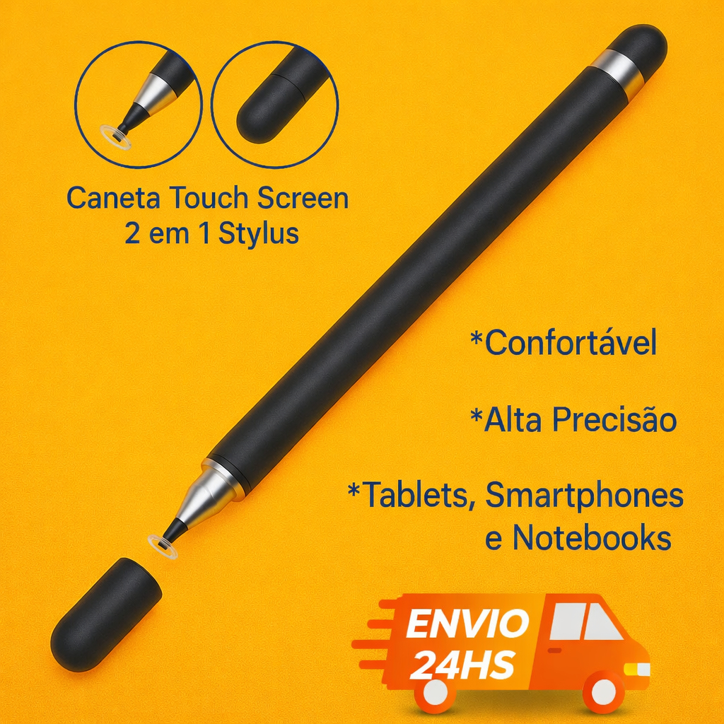 Caneta Touch Screen Stylus Universal 2 em 1  Compatível com Tablet iPad, Samsung Galaxy e Xiaomi em Oferta na Shopee