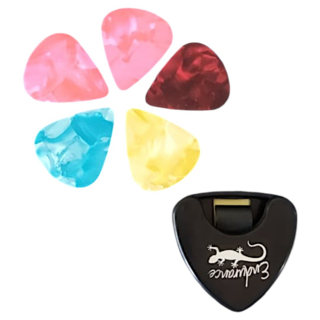 Kit 1 porta palheta + 5 palhetas violão cordas de nylon violao cordas aço ukulele cavaco banjo em Oferta na Shopee