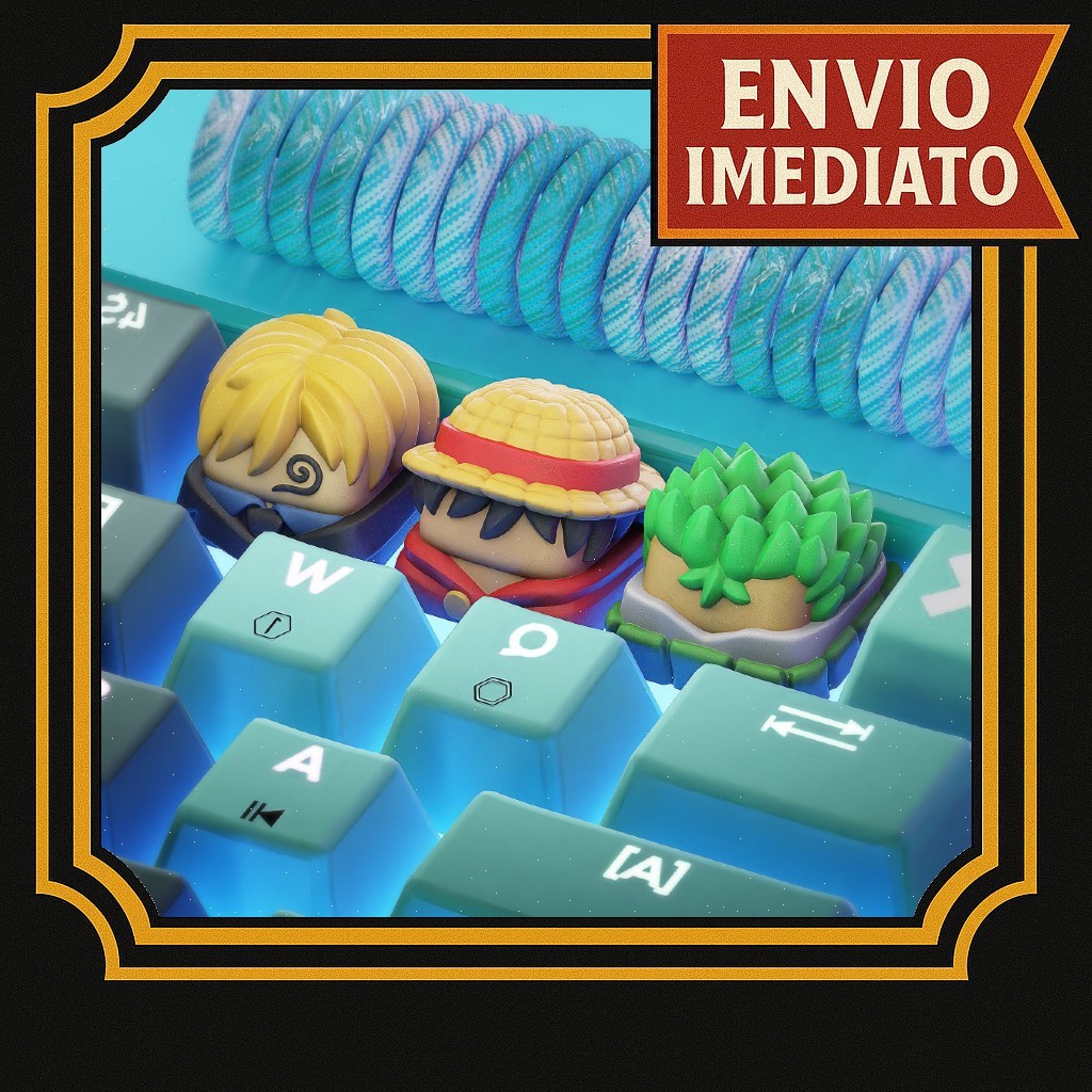 Keycap One Piece Tecla de teclado mecânico setup PC personalizado Luffy Zoro Sanji Anime One piece