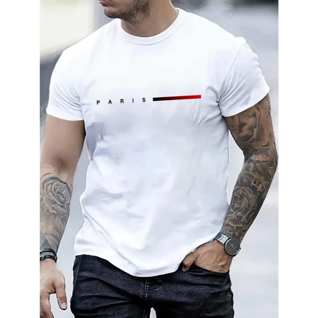 CAMISETA ADULTO COM ESTAMPA PARIS, CAMISA ADULTO ESTAMPA PARIS, CAMISETA MASCULINA BÁSICA em Oferta na Shopee