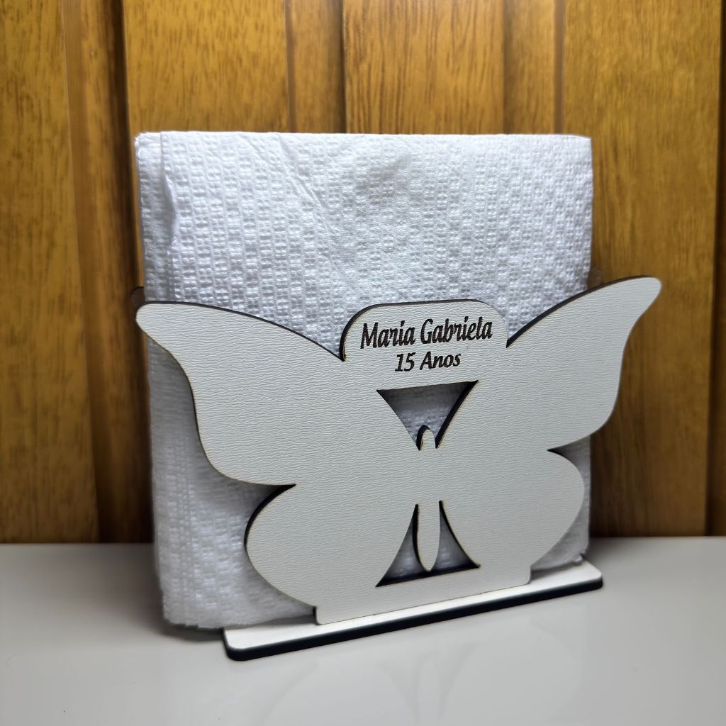 Kit Porta Guardanapo Borboleta Personalizado em MDF | Lembrancinha 15 Anos e Aniversários e Eventos Personalizado MDF