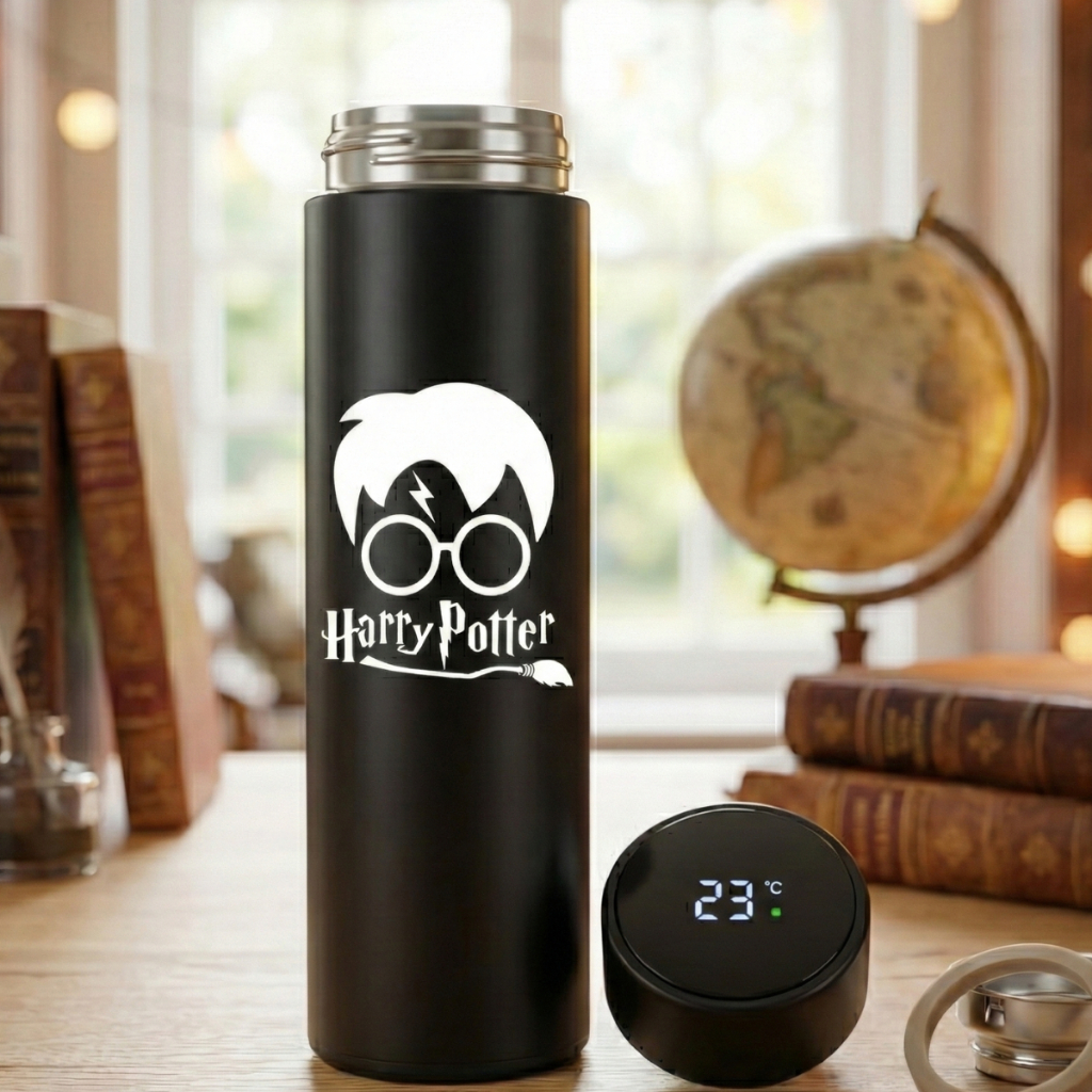 Garrafa Térmica Harry Potter Inox Com Sensor De Temperatura Inteligente 500ml - Personalizada