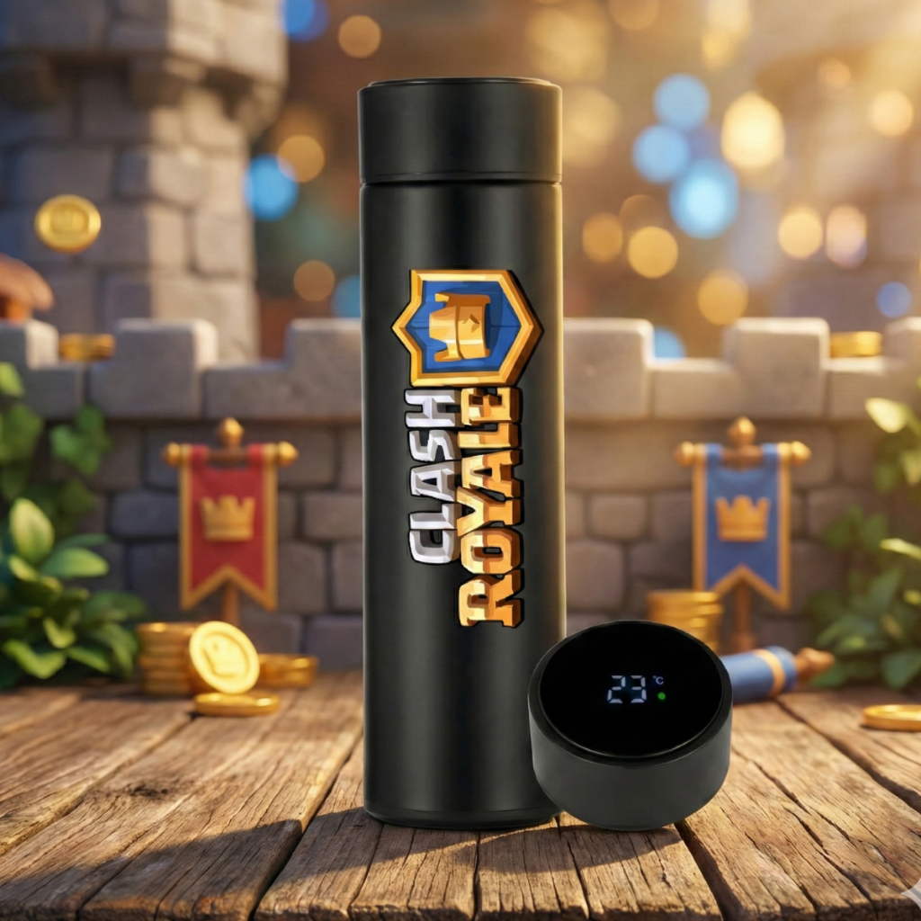 Garrafa Térmica Clash Royale Inox Com Sensor De Temperatura Inteligente 500ml - Personalizada